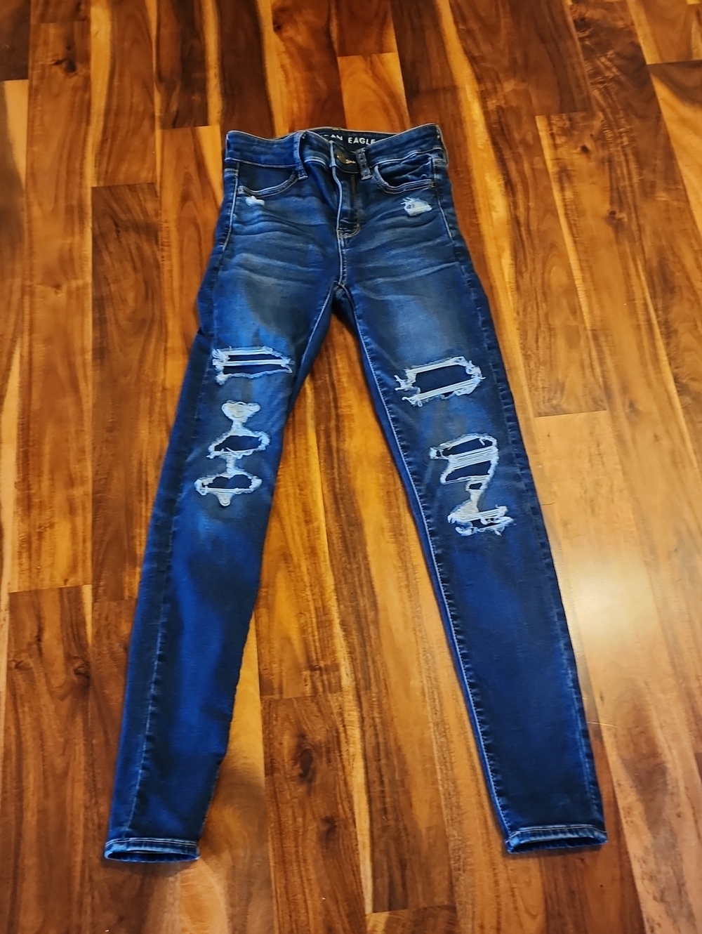 American Eagle Outfitters Ripped Skinny Jeans - Blue